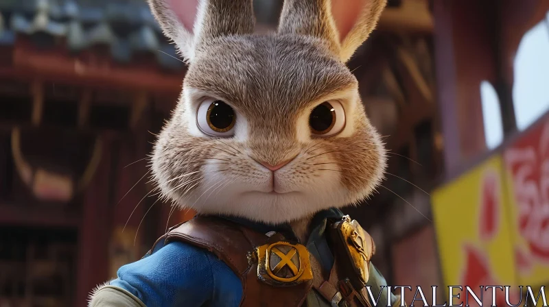 AI ART Cartoon Rabbit with Intense Gaze