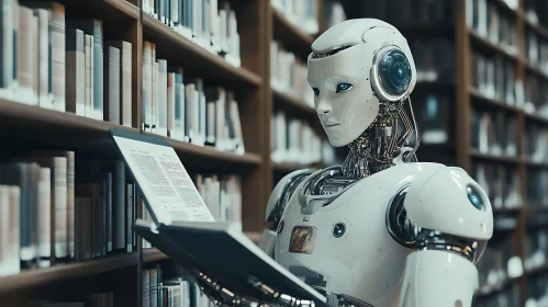 AI Robot Reading Book