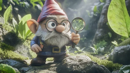 Gnome with Magnifying Glass