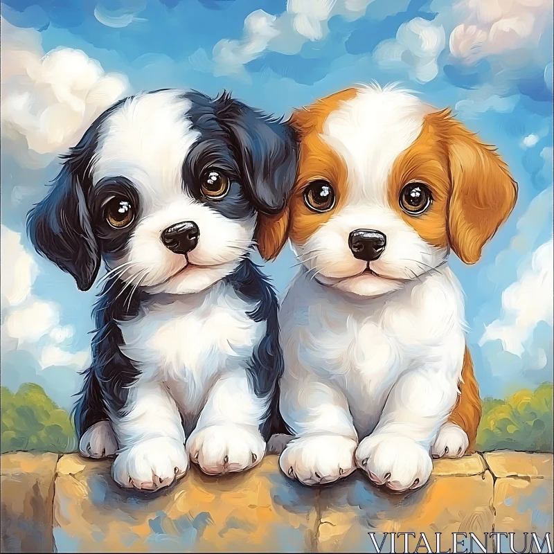 Adorable Puppies Portrait AI Image