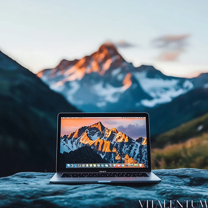 Mountain Laptop AI Image