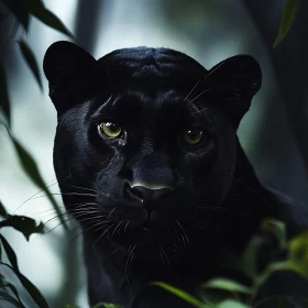 Shadowed Predator: A Black Panther's Gaze