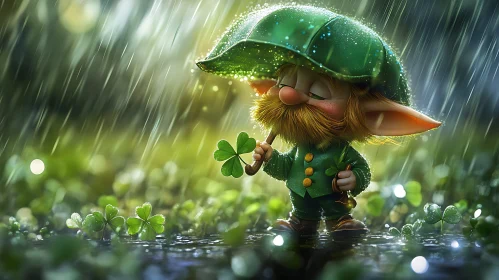 Lucky Leprechaun in the Rain