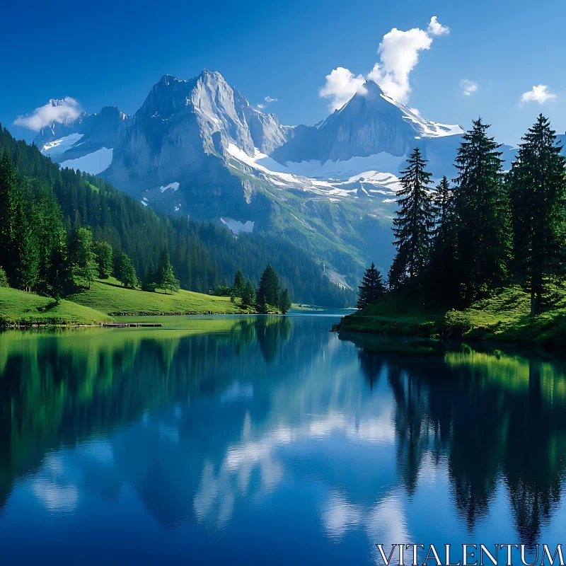 AI ART Tranquil Mountain Lake Reflection