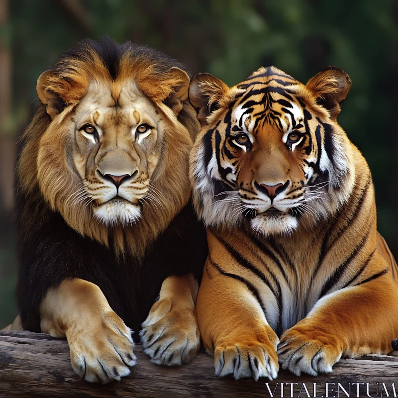 Portrait of a Lion and Tiger AI Image