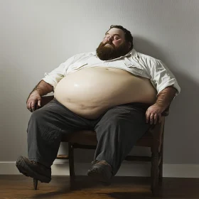 Bearded Man Resting in Chair