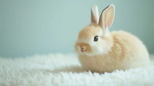 Fluffy Bunny on Blue Background