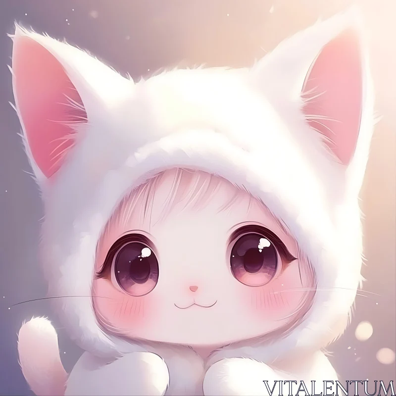 Cute Anime Chibi with Cat Features AI Image