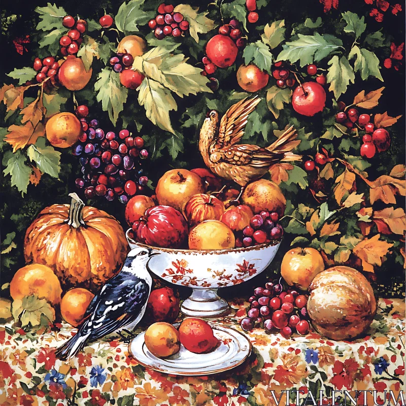 Autumn Bounty Still Life Painting AI Image