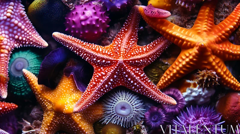 AI ART Marine Starfish and Sea Anemones