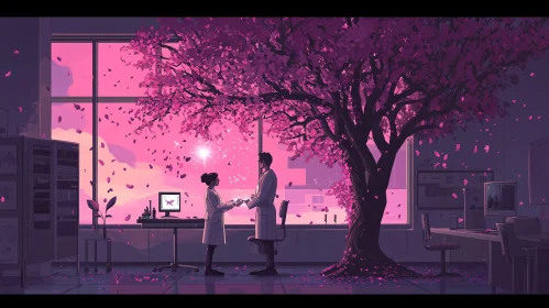 Sakura Love: A Moment in the Lab