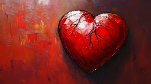 Scarlet Heart: An Oil Painting of Loss