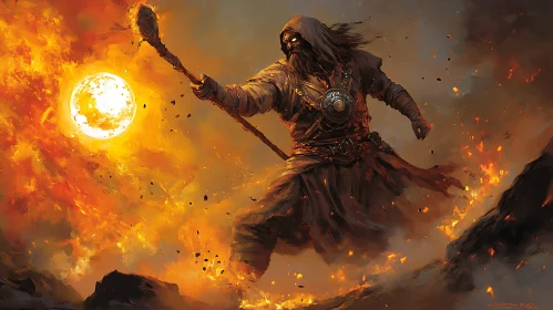 Fiery Wizard Illustration