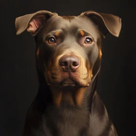 Close-Up Dog Portrait in Dark Background