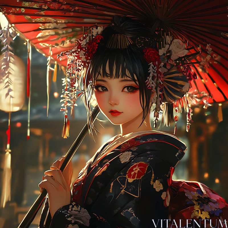 Detailed Traditional Anime Character AI Image