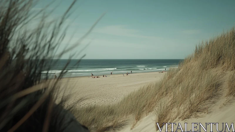 AI ART Coastal Tranquility with Sandy Dunes