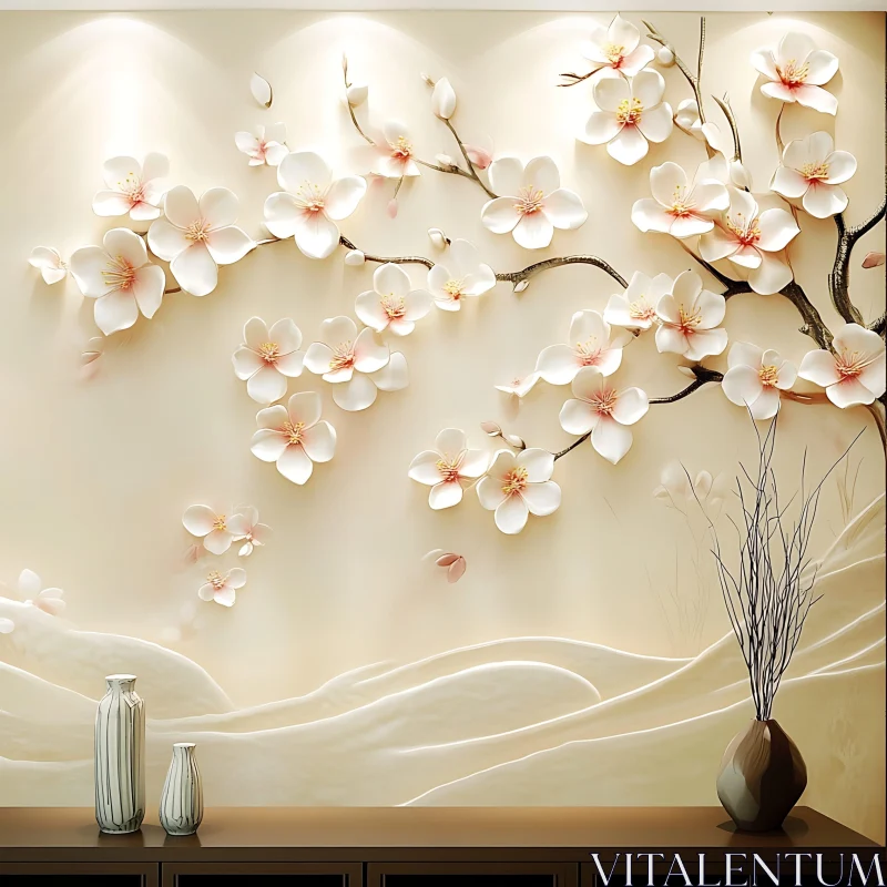 Serene Cherry Blossom Decor AI Image