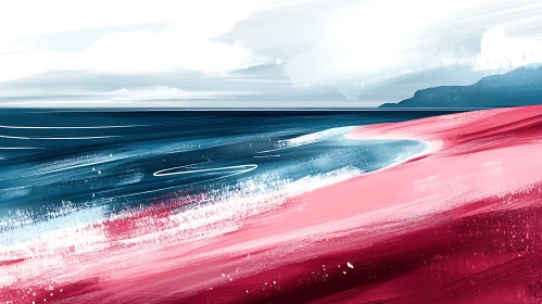 Abstract Seascape with Pink Shoreline