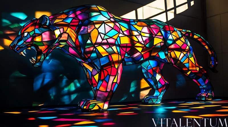 Colorful Cat Sculpture AI Image