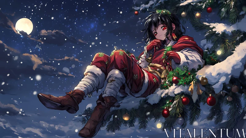 Anime Christmas Night Serenity AI Image