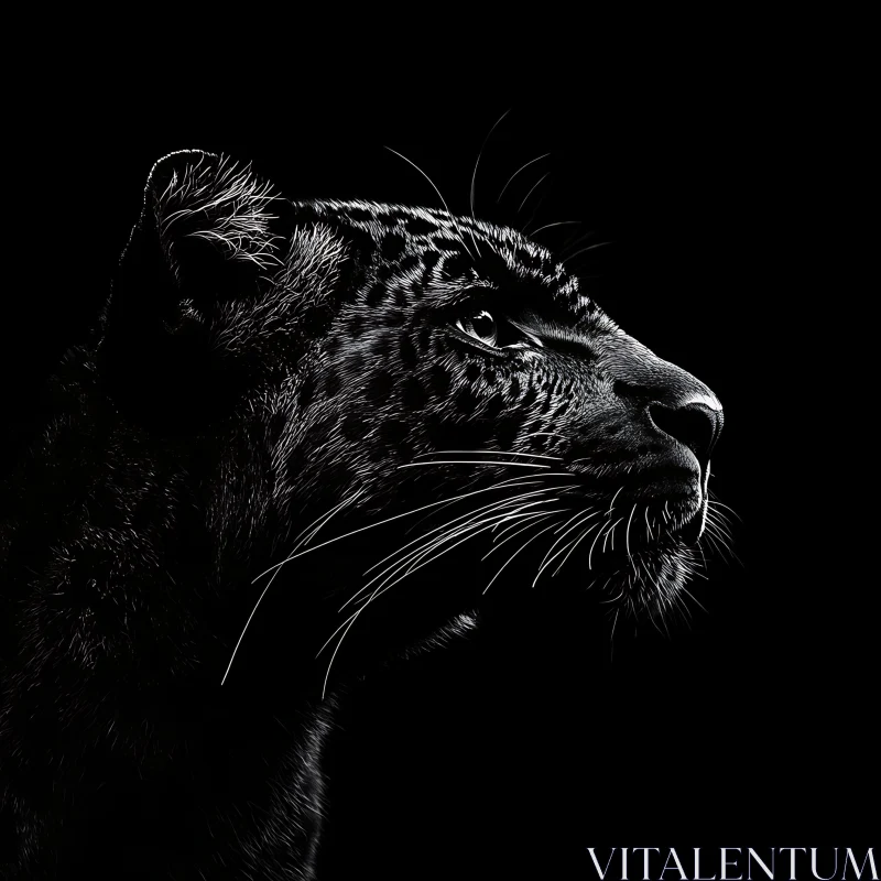 Elegant Panther in Monochrome AI Image