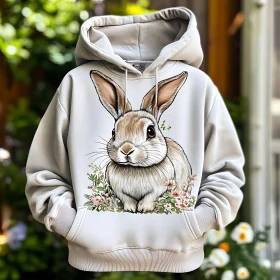 Floral Bunny Print Hoodie