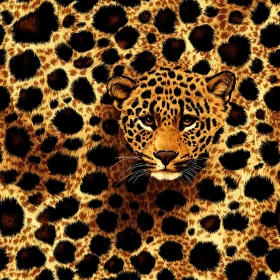 Camouflaged Leopard Face in Natural Habitat