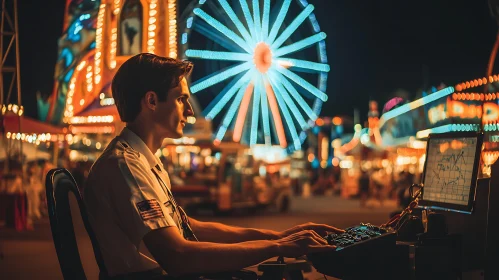 Man Analyzing Data at Fair