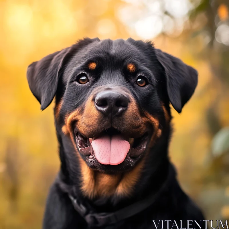 Happy Rottweiler Puppy in Autumn AI Image