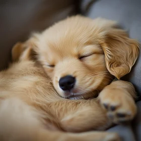 Cute and Peaceful Golden Puppy Sleeping