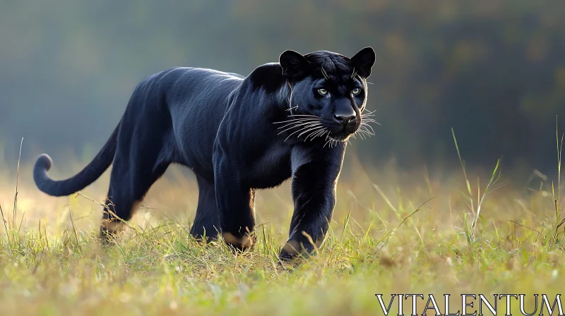 AI ART Panther Walking Through Tall Grass