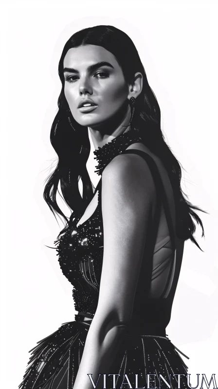 AI ART Kendall Jenner in Monochrome Beauty