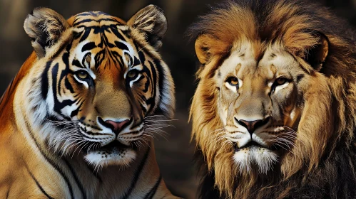 Tiger and Lion Face Off - Feline Power
