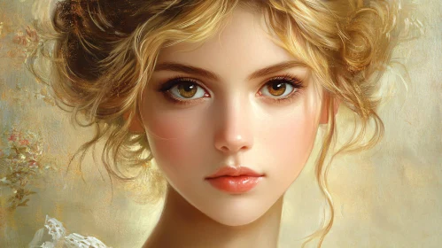 Elegant Young Woman Art Piece