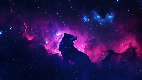 Wolf in Space Nebula