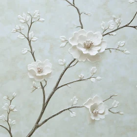 White Blooms on a Flowering Branch