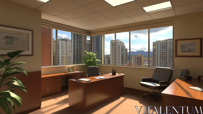 AI ART Stylish Office Space with Cityscape