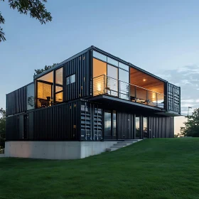 Shipping Container House with Glass Facades