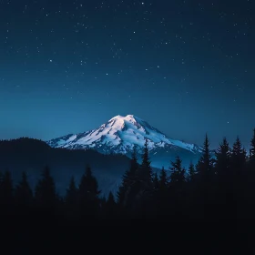 Majestic Mountain Peak at Night