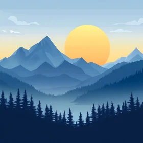 Blue Mountain and Forest Sunrise