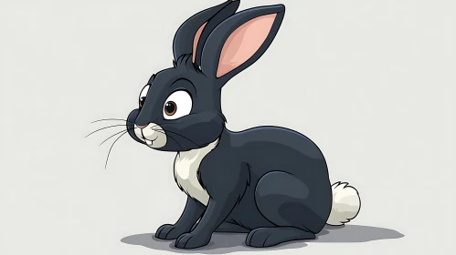 Cartoon Black Bunny with Pink Ears