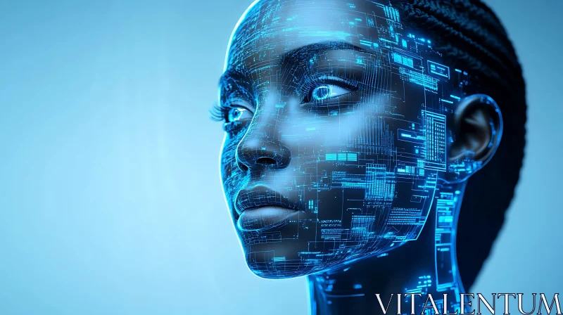 Technological Portrait of a Cyborg Woman AI Image