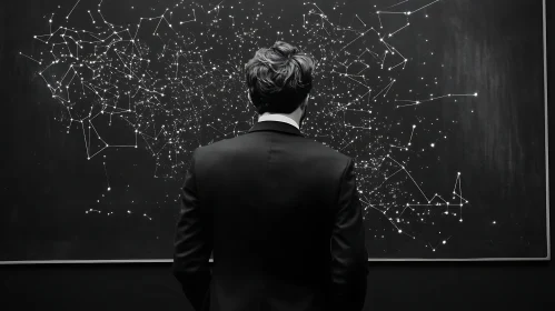 Man Stares at Constellation Map