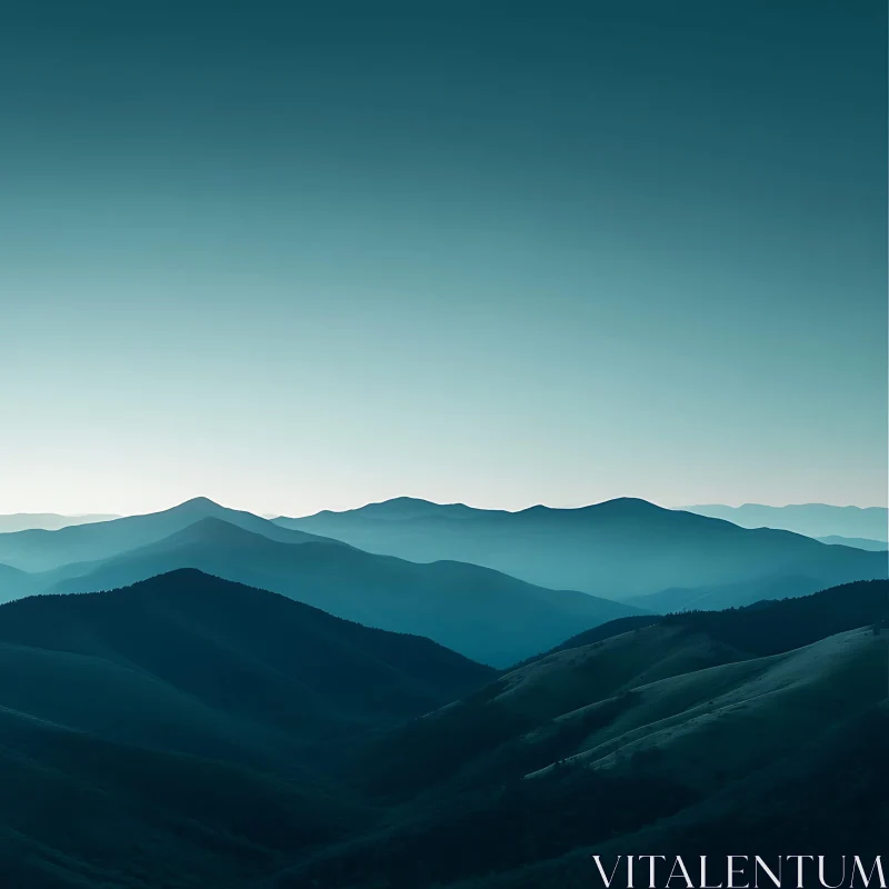 AI ART Peaceful Blue Mountain Layers