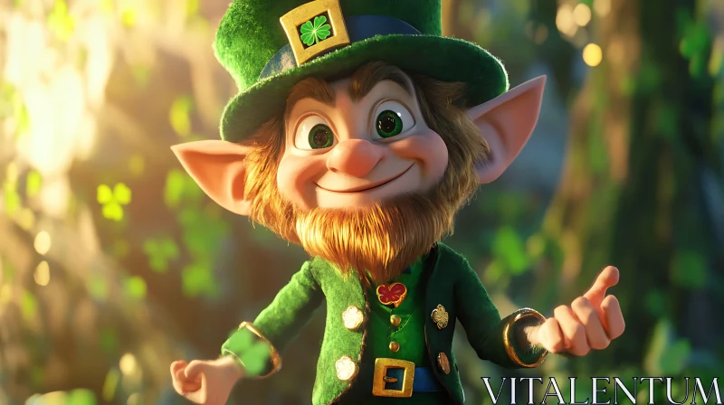 Smiling Leprechaun Portrait AI Image