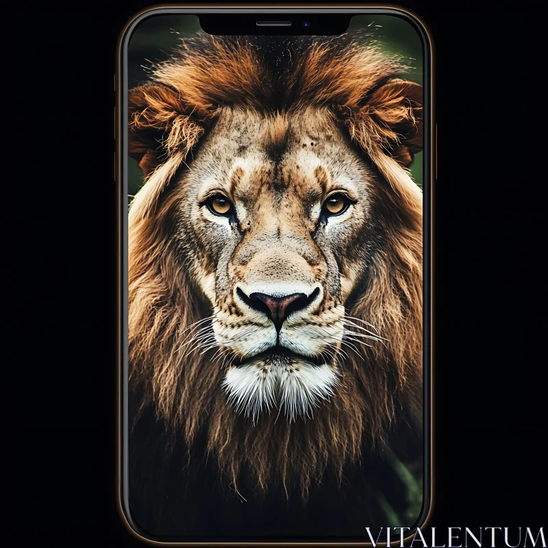 Majestic Lion Face Close-Up AI Image