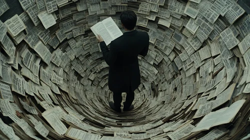 Surreal Reader in Paper Tunnel