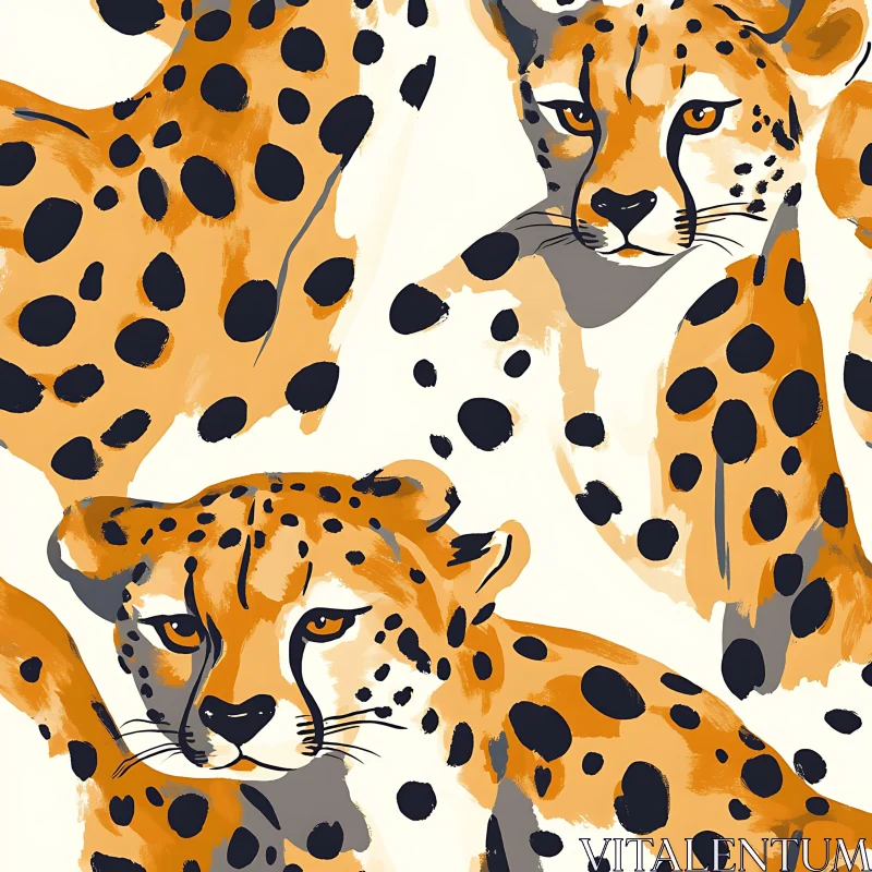 Seamless Cheetah Print Wild Cats AI Image