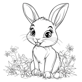 Whimsical Rabbit with Floral Accents