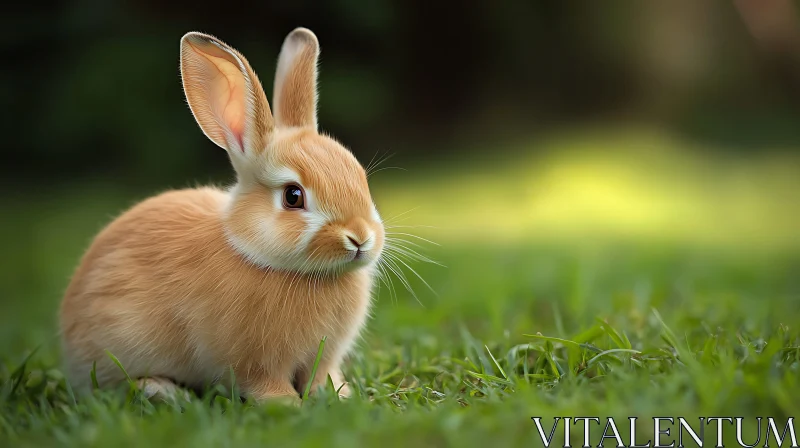 Gentle Bunny in a Field of Green AI Image